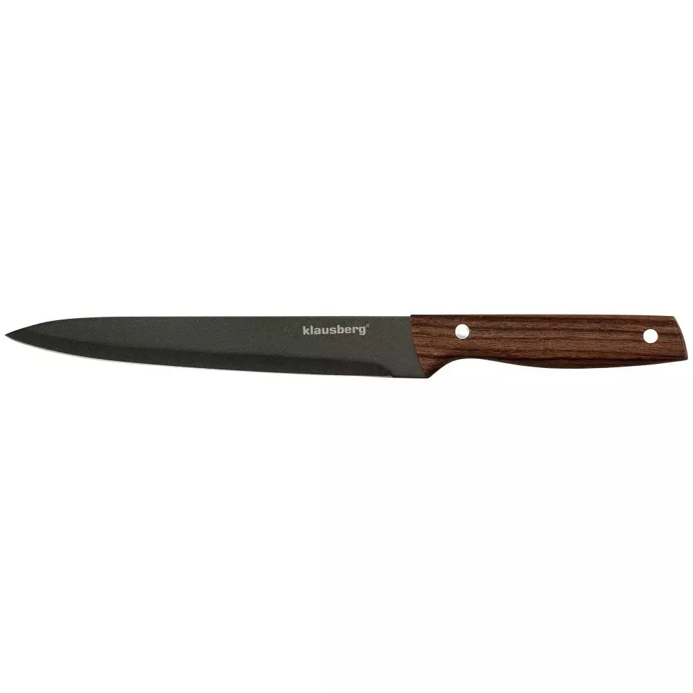 Комплект ножове със стойка Klausberg 7616, 6 части, Инокс, Кафяв/Сив