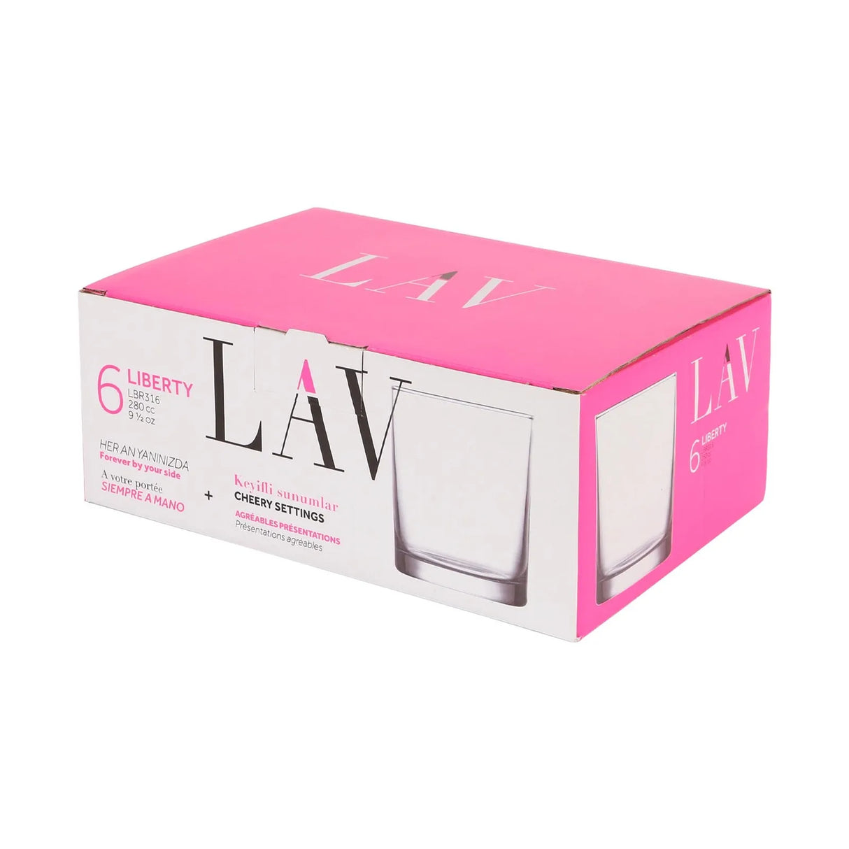 Сет чаши за уиски LAV Liberty, 280 мл, 6 бр