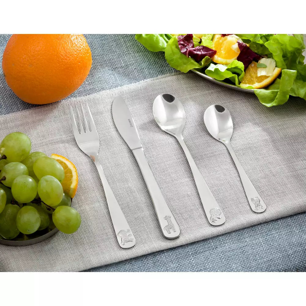 Комплект прибори за деца с животни KingHoff, 4 части, Инокс