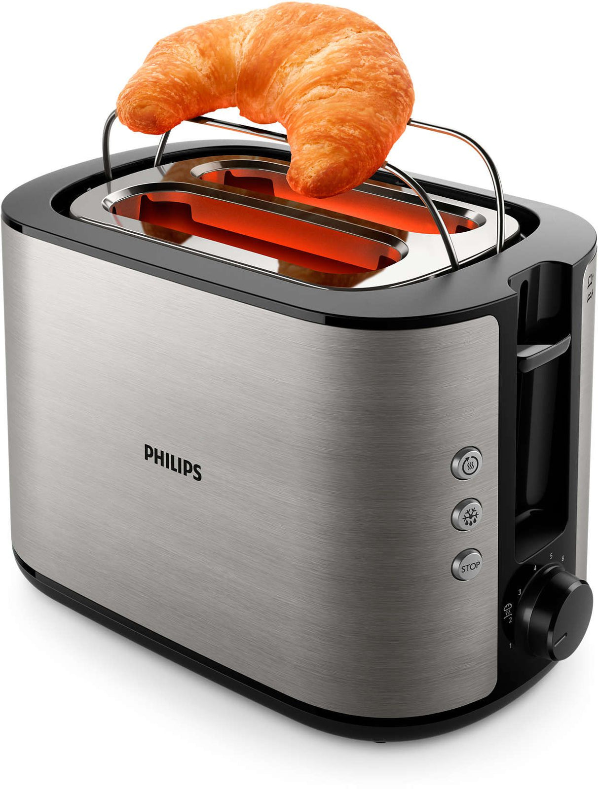 Тостер Philips Viva Collection HD2650/90, 950 W, 8 нива на препичане, инокс, Сребрист