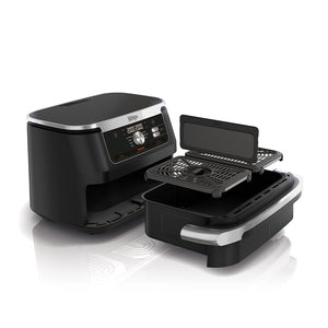 Фритюрник с горещ въздух Ninja Flex Drawer AF500EU, Капацитет за храна 2 кг, 2470 W, Температурен диапазон 40 - 240 °C, Две зони за готвене, 7 програми, Черен