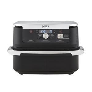 Фритюрник с горещ въздух Ninja Flex Drawer AF500EU, Капацитет за храна 2 кг, 2470 W, Температурен диапазон 40 - 240 °C, Две зони за готвене, 7 програми, Черен