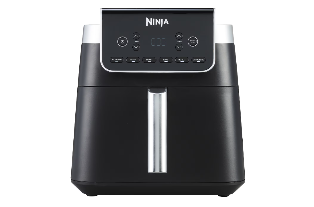 Фритюрник с горещ въздух Ninja Max Pro AF180EU, Капацитет за храна 1.2 кг, 2000 W, Температурен диапазон 40 - 240 °C, Автоматично спиране, Регулируема температура, 6 програми, Черен