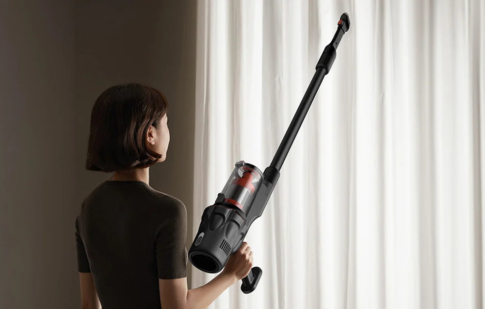 Вертикална прахосмукачка Deerma DEM-T30W, 240W, 23kPa, Оптична лампа, Безжична, Черен