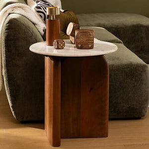 Холна маса atmosphera Nanda, Мангово дърво, Мрамор, Ø51 см