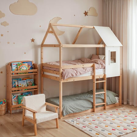 Детско двуетажно легло Монтесори Аtmosphera Bosco, 90x190 cm, MDF