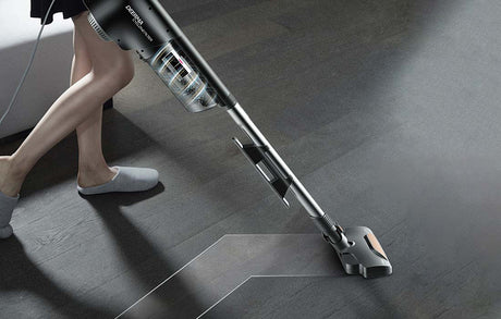 Вертикална прахосмукачка Deerma DX600, 600W, 4-степенна филтрация, 2в1, Капацитет 0.8 л, Черен