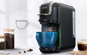 Мултифункционална 5в1 Еспресо Кафемашина Hibrew  H2B за мляно кафе, капсули Nespresso, Dolce Gusto, Lavazza, Ese pods, K-cup, 1450 w, 19 bar, Черен