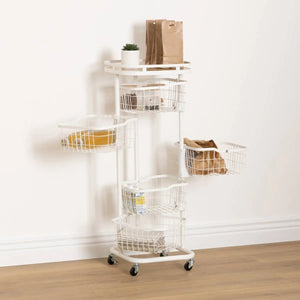 Кухненска количка 5five Balm, MDF и бял метал, 5 коша, 34.5x31x91 cm