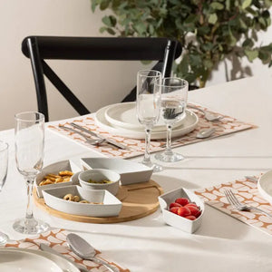 Кръгъл сет за мезета Secret de Gourmet, Бял бамбук, 6 части