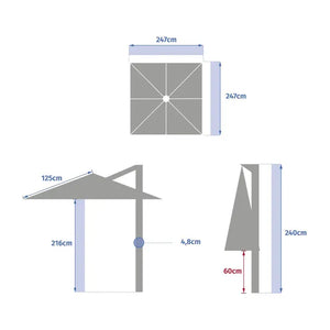 Градински чадър със странична стойка Hesperide Manoa, 2.5x2.5 m