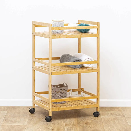 Кухненска количка 5five Linha, Средна, Бамбук, 3 нива