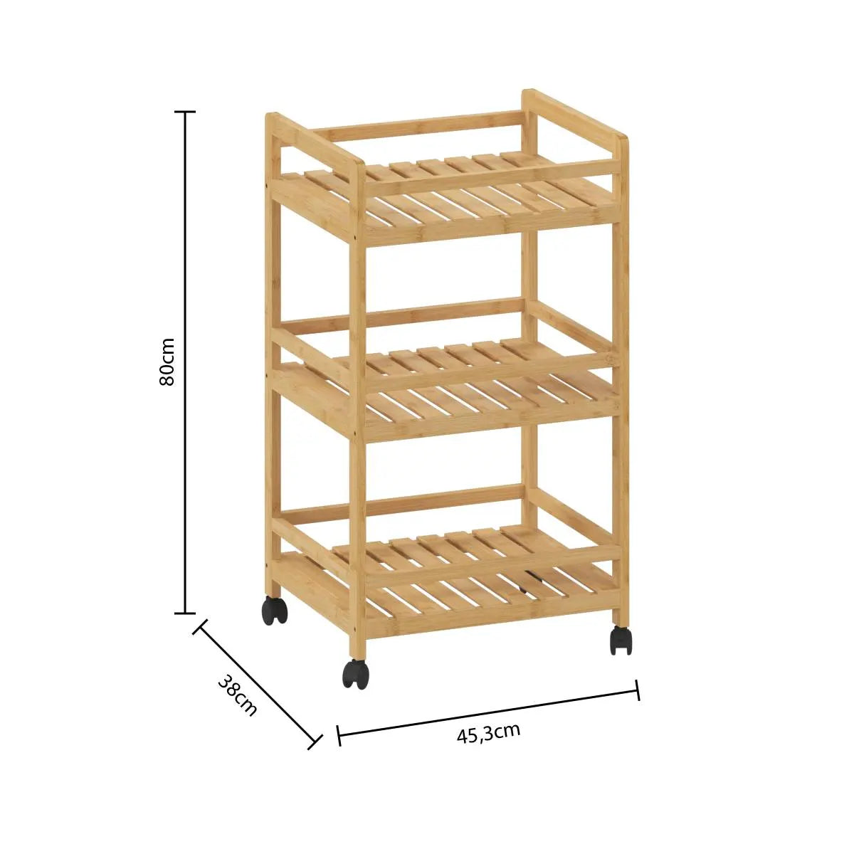 Кухненска количка 5five Linha, Средна, Бамбук, 3 нива