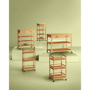 Кухненска количка 5five Linha, Средна, Бамбук, 3 нива