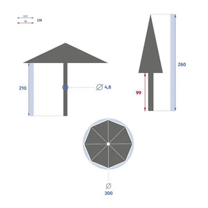 Градински прав чадър Hesperide Tinaei, Бамбуков прът, Olefin, 3 m