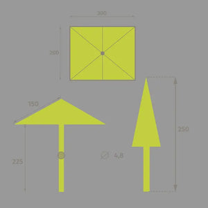 Прав накланящ се чадър Hesperide Loompa, 2x3 m