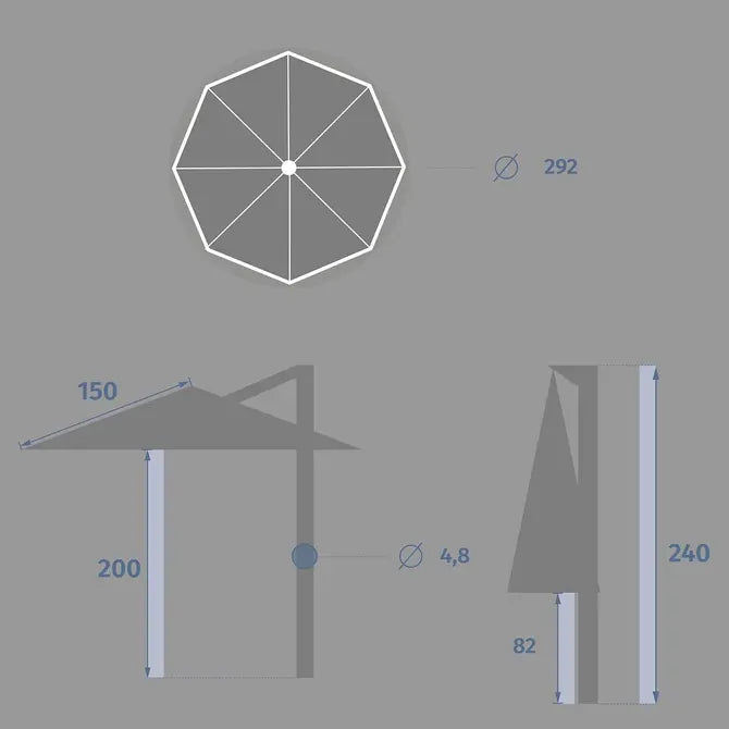 Градински чадър със странична стойка Hesperide Manoa, 3 m