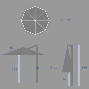 Градински чадър със странична стойка Hesperide Manoa, 3 m