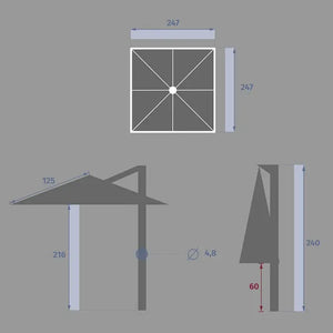 Градински чадър със странична стойка Hesperide Manoa, 2.5x2.5 m