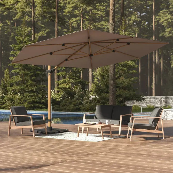 Градински чадър със странична стойка Hesperide Tikeo, Накланящ се, Цвят Платина, 4.2x3 m