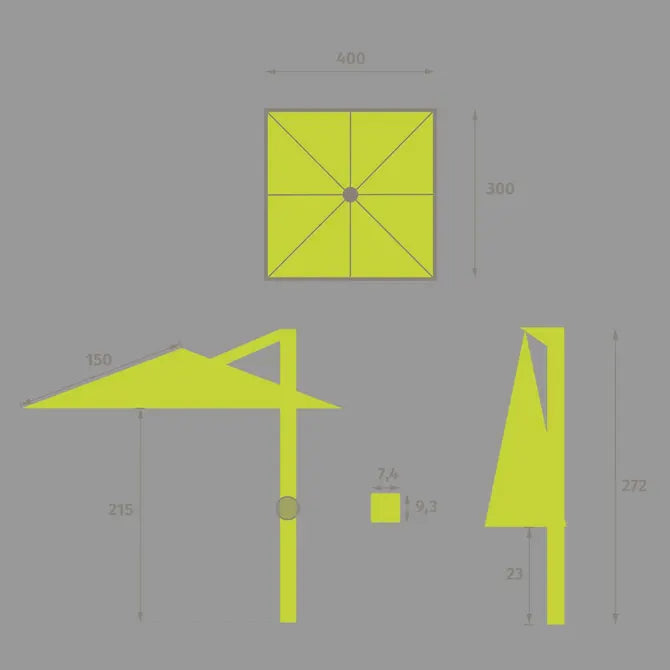 Градински чадър със странична стойка Hesperide Melhia, Накланящ се