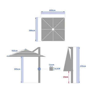 Градински чадър със странична стойка Hesperide Melhia Multi, Накланящ се