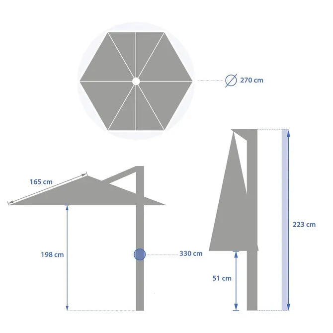 Градински чадър със странична стойка Hesperide Naulia, Цвят Шисти, 3.3 m