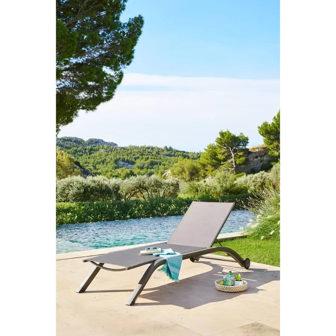 Сгъваем шезлонг с колелца Hesperide Jimani, Алуминий, Регулируем