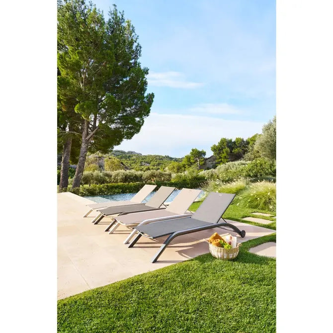 Сгъваем шезлонг с колелца Hesperide Jimani, Алуминий, Регулируем