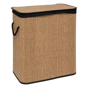 Кош за пране 5five, Правоъгълен, Бамбук и черен плат, 100 l