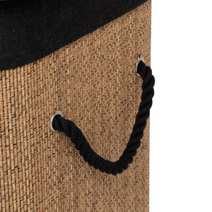 Кош за пране 5five, Правоъгълен, Бамбук и черен плат, 60 l