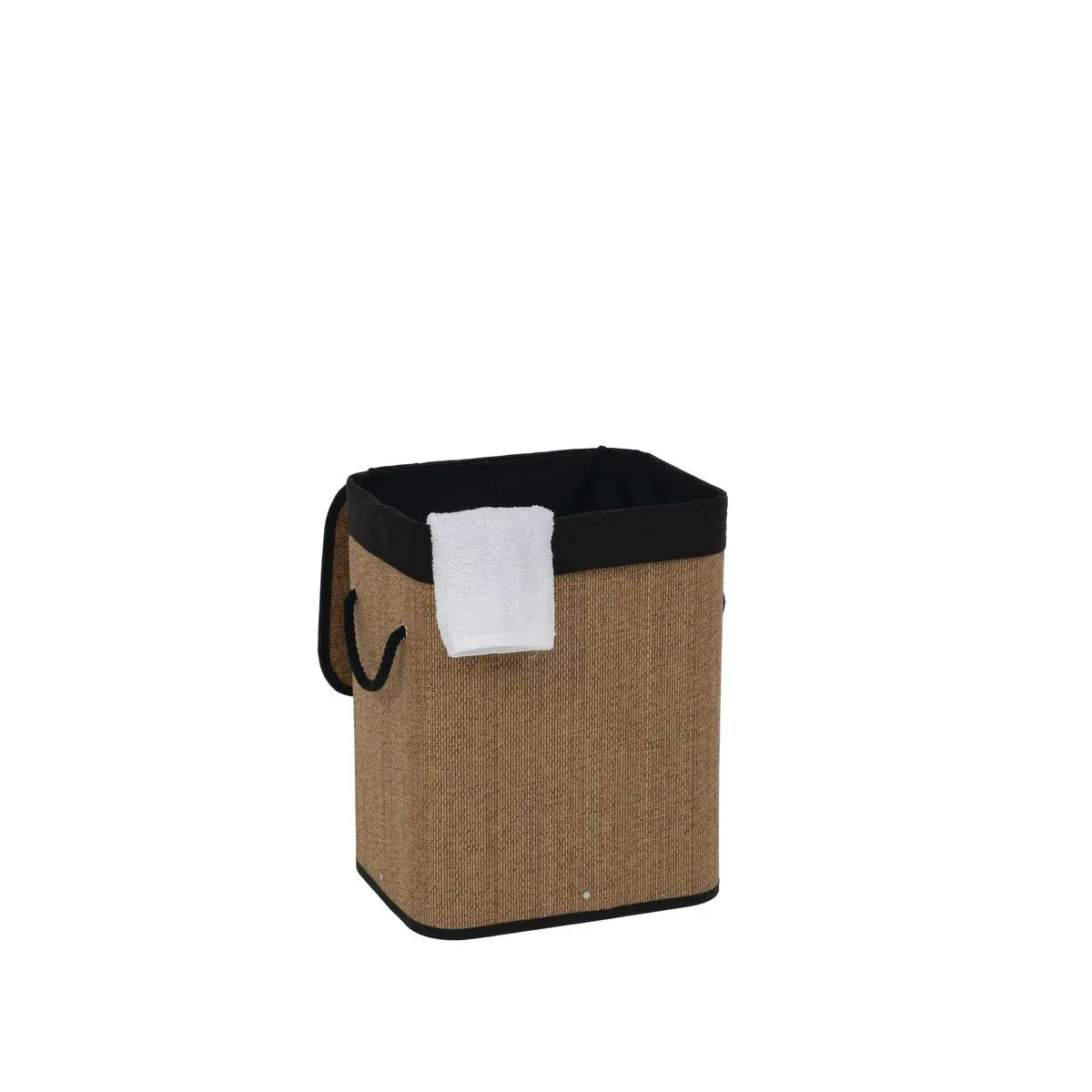 Кош за пране 5five, Правоъгълен, Бамбук и черен плат, 60 l