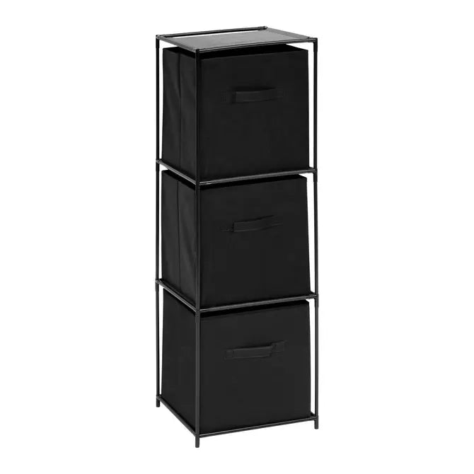 Рафт 5five Mix'n Modul, 3 отделения и 3 кутии за съхранение, 34 x 34 x 99 cm, Черен