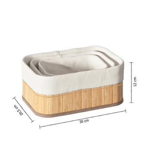 Комплект от 3 коша за съхранение 5five, Бамбук, Естествен