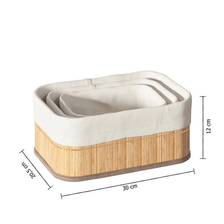 Комплект от 3 коша за съхранение 5five, Бамбук, Естествен