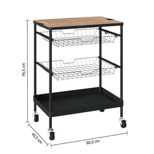 Кухненска количка 5five, Средна, Метал, С подвижен плот