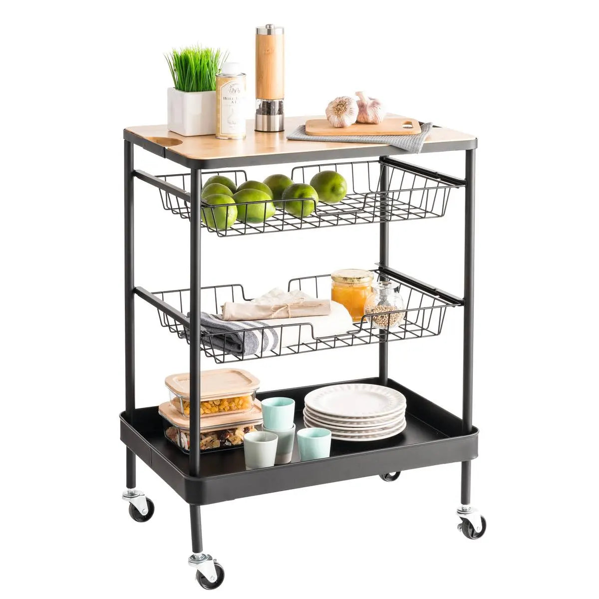 Кухненска количка 5five, Средна, Метал, С подвижен плот