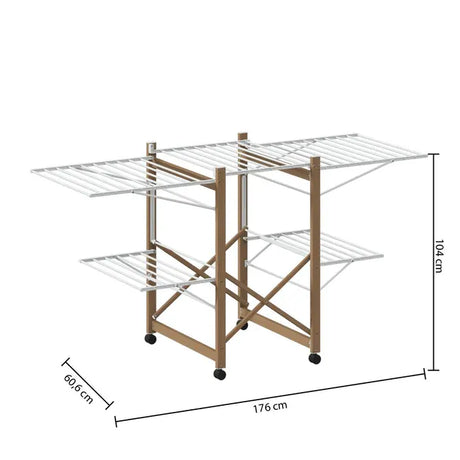 Сушилник за дрехи 5five Wood Effect с 4 колела, Метал Дървесен ефект, 27 m