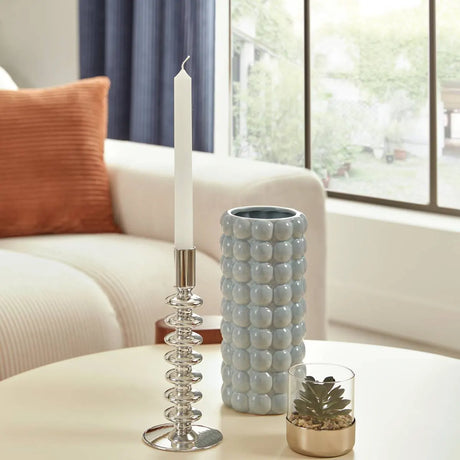 Свещник atmosphera Sky, Стъкло, Сребърен, 21.5 cm