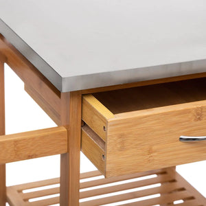 Кухненска количка 5five, Голяма, Бамбук, С метален плот