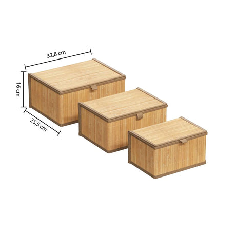 Комплект от 3 кутии 5five, Бамбук, Правоъгълни