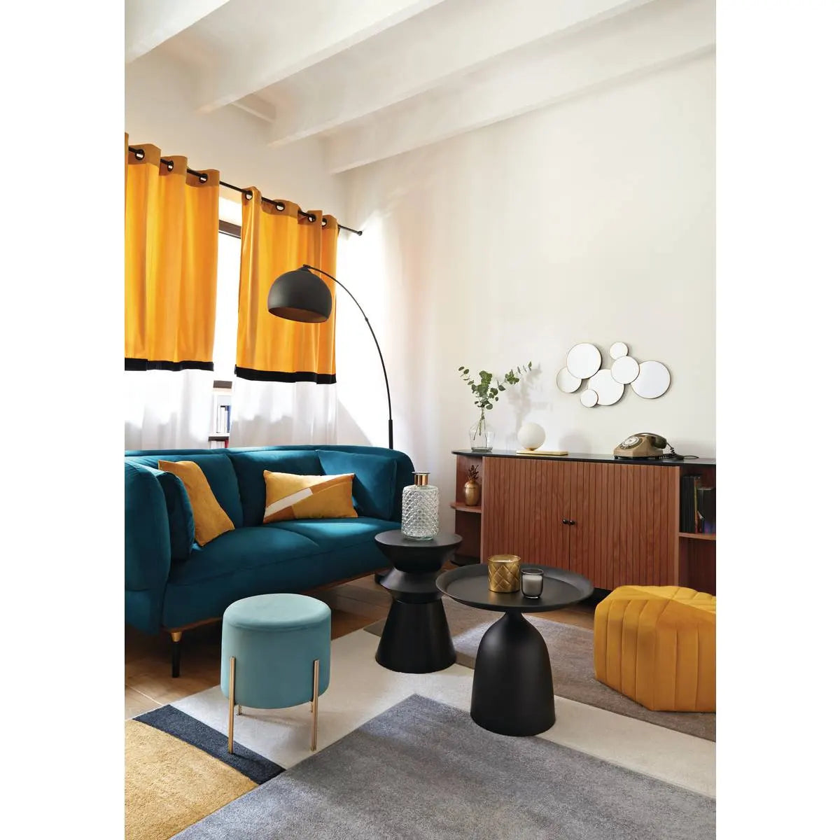 Лампион atmosphera Hyto, Метал и Мрамор, Черен, 177 cm