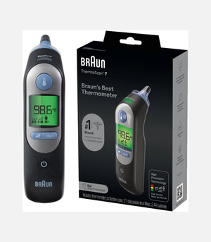 Ушен термометър Braun, Thermoscan 7, IRT6520B, Инфрачервен, Цифров, Черен