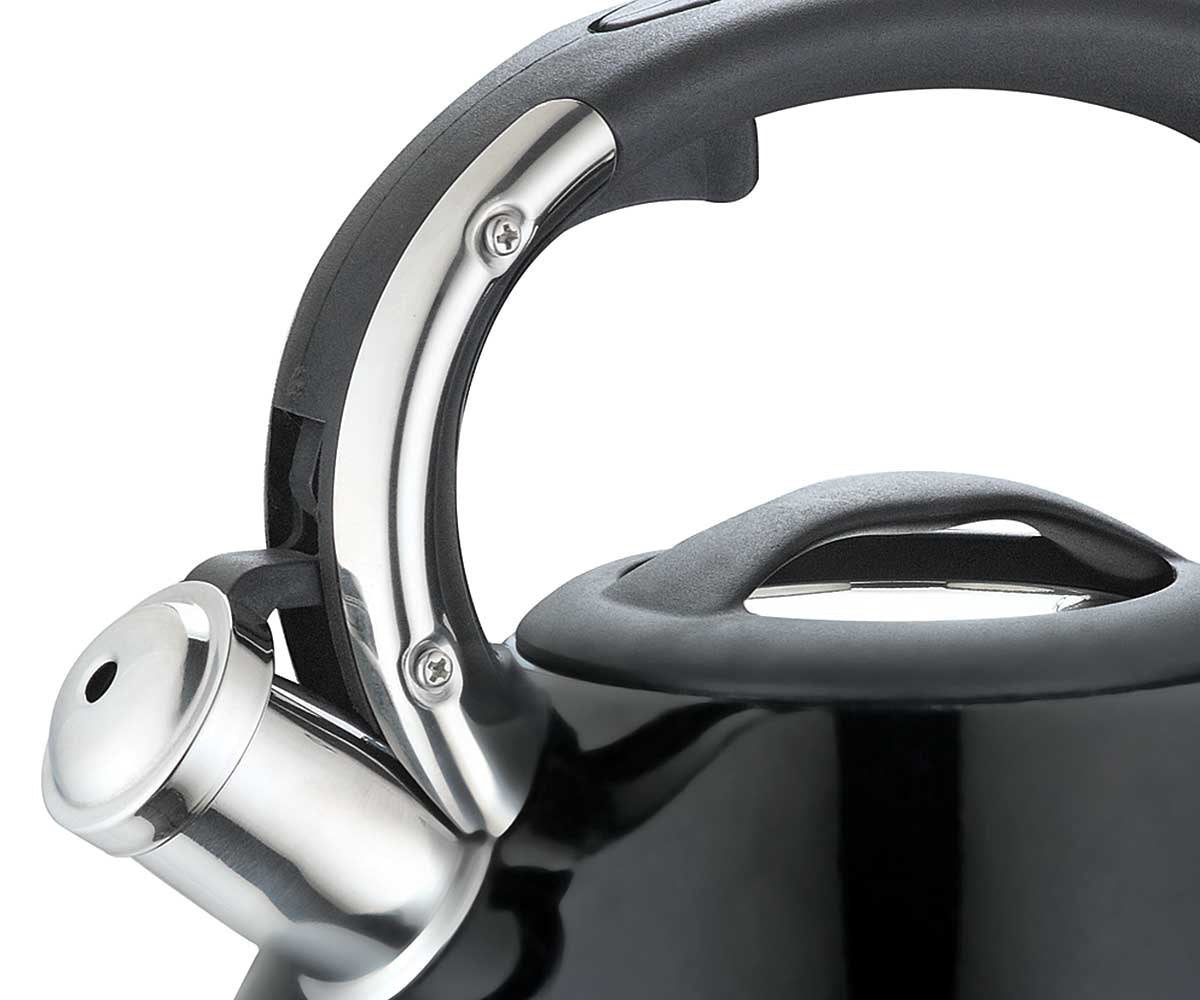 Свирещ чайник KingHoff 1221, 3.4 L, Мраморен ефект, Индукция, Черен