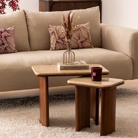 Помощна маса atmosphera Jivan, Травертин,Акация, 2 бр