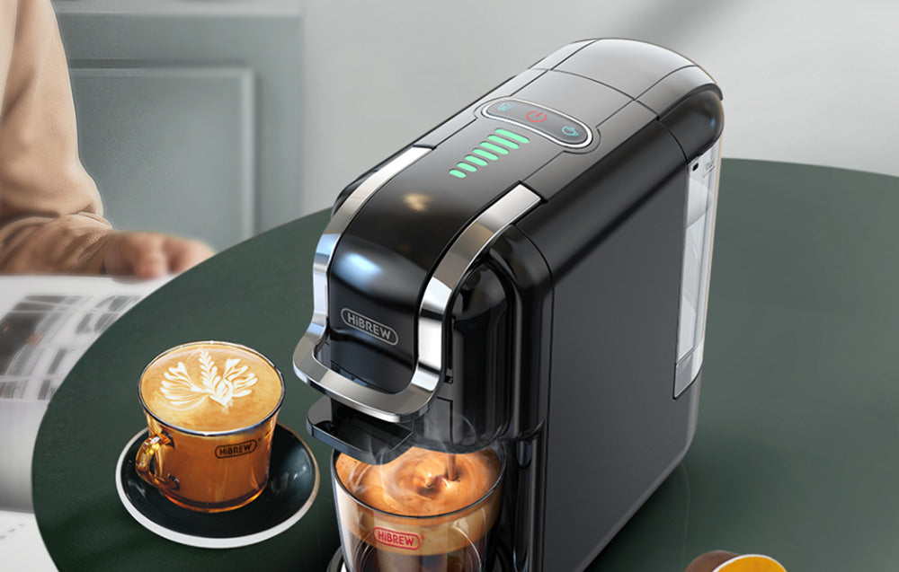 Мултифункционална 5в1 Еспресо Кафемашина Hibrew  H2B за мляно кафе, капсули Nespresso, Dolce Gusto, Lavazza, Ese pods, K-cup, 1450 w, 19 bar, Черен