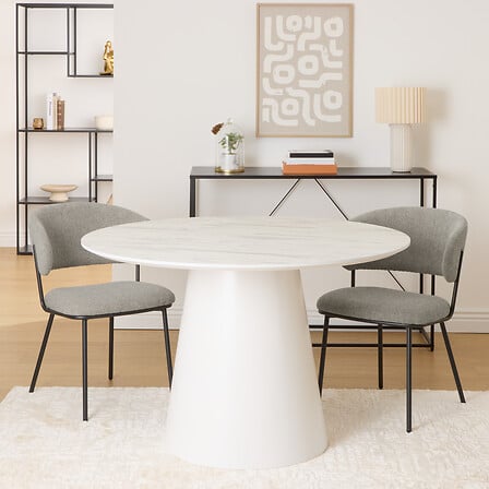 Трапезна маса atmosphera Taquari, Мраморен ефект, Бял, 120 cm