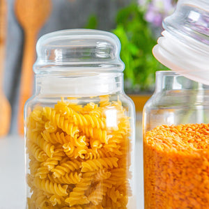 Стъклен буркан с капак за съхранение LAV Sera, 890 мл, 2бр