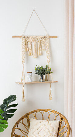 Рафт за стена atmosphera, Макраме и MDF, 60x20x80 см
