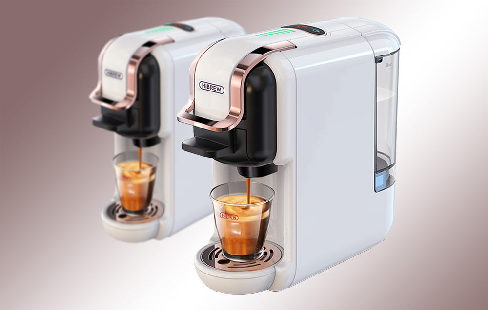 Мултифункционална 5 в 1 Еспресо Кафемашина Hibrew за мляно кафе, капсули Nespresso, Dolce Gusto, Lavazza, Ese pods, K-cup, 1450 w, 19 bar, Бял